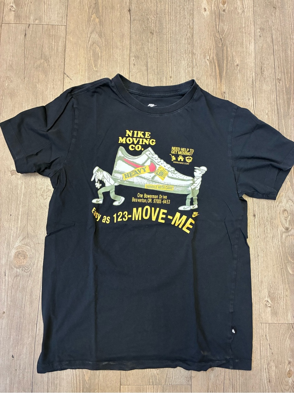 Nike Black Short-Sleeve Tee with Yellow & White Sneaker Graphic Small